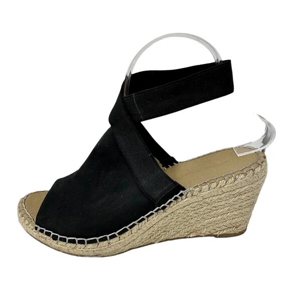 Adrienne Vittadini CALLA Espadrille Wedge Sandals Womens 10M Black Chunky Boho - Picture 3 of 13